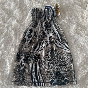 Elegant Black and White Animal Print tube dress